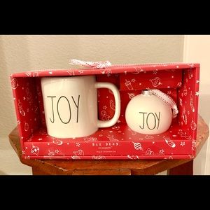 Rae Dunn “Joy” Christmas mug and ornament set